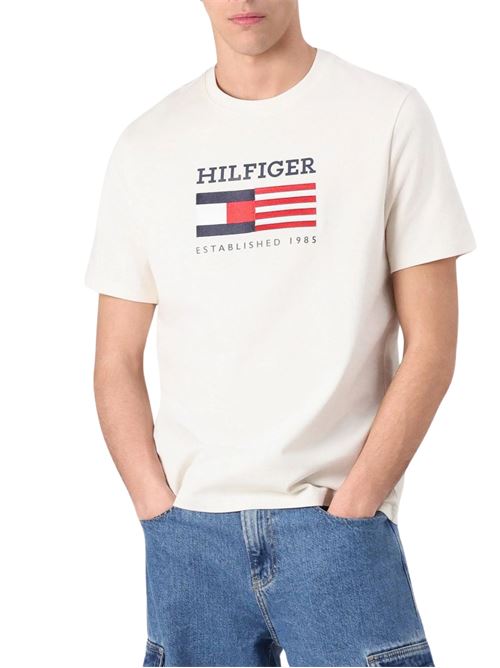 T-shirt avorio in cotone Tommy Hilfiger | MW0MW39843Z00